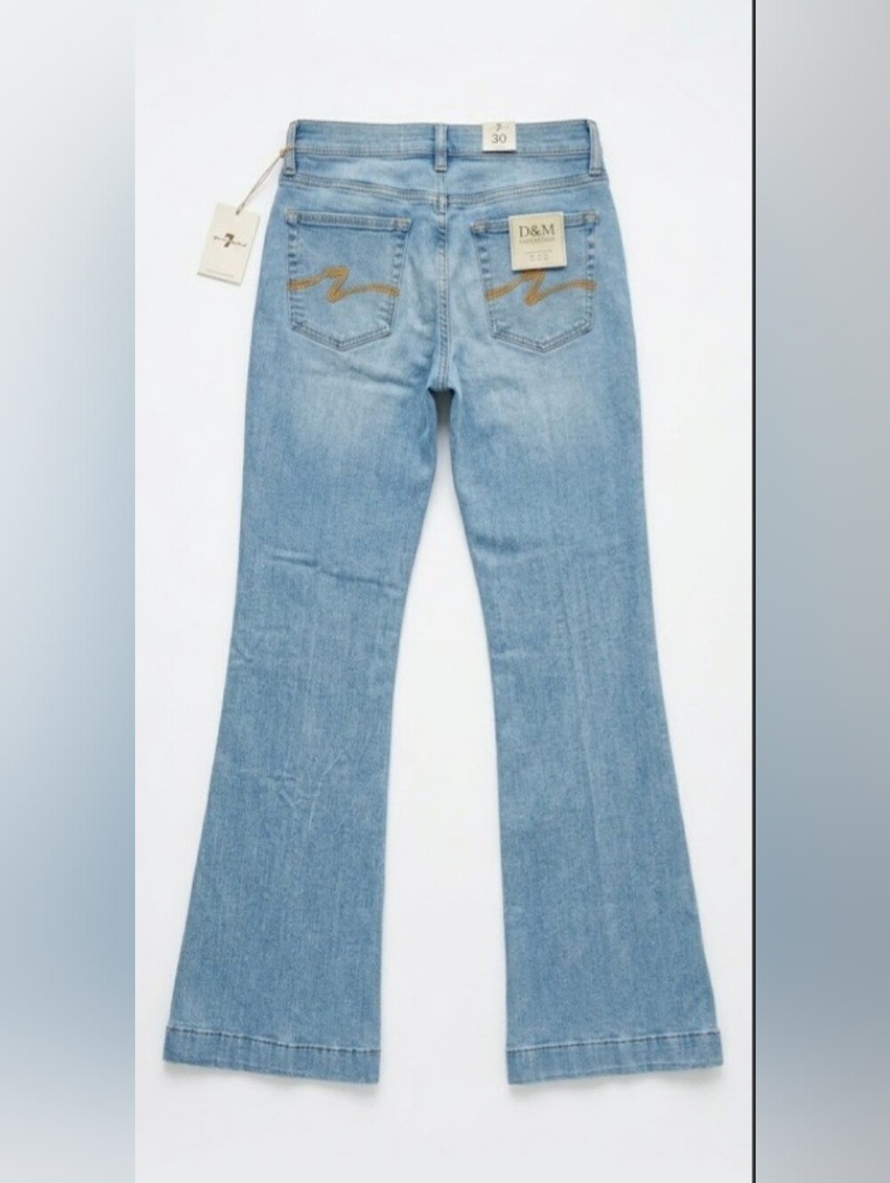 7 For All Mankind Dojo Tailorless Flare Trouser Jeans NWT Size 30 - Picture 2 of 9